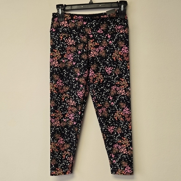 Victoria Secret Sport Stars Pink Floral Black High Rise 7/8 Leggings L - Picture 2 of 9